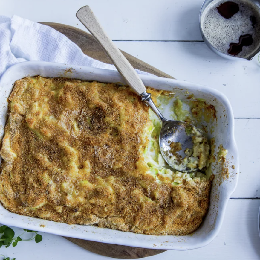 Fiskegrateng som har en description som snakker om kjøttgryte ?