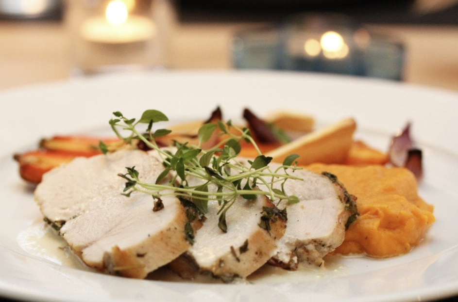 Kalkun med søt saus & søtpotetmos