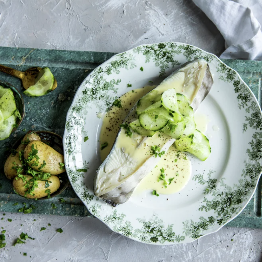 Kveite med agurksalat
